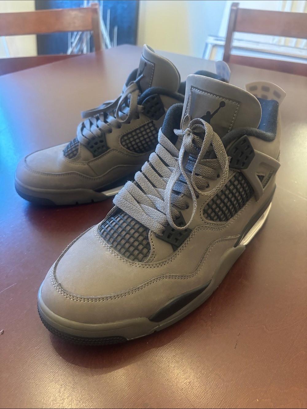 Jordan Olive Grey Retro 4 Basketball Sneakers